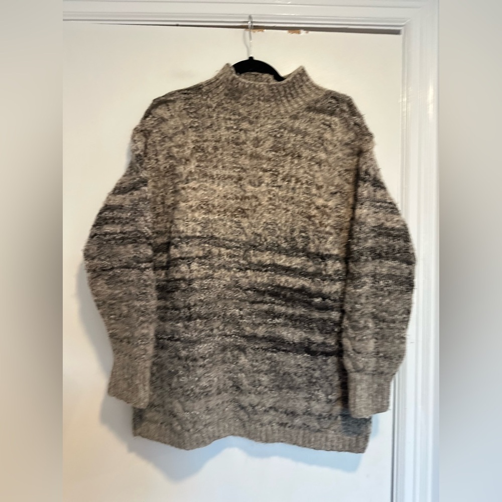 VTG 90s/ Y2K Sz:L DKNY Oversized Earth Tone Chunky Cable Knit Wool Blend Sweater